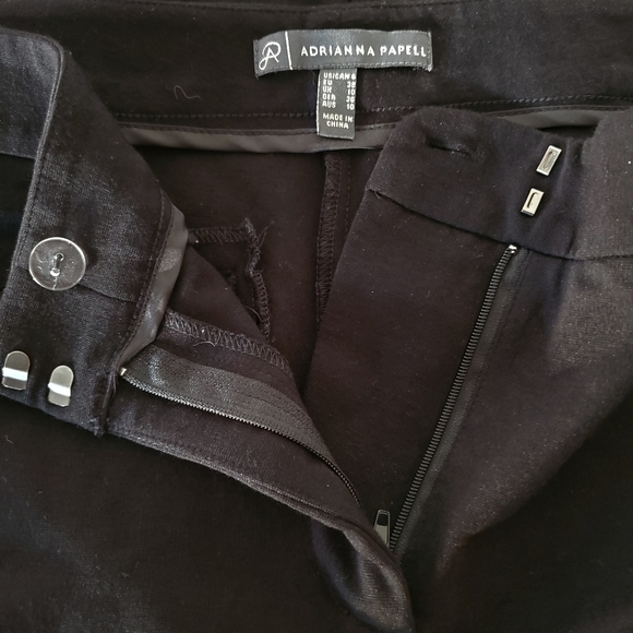ADRIANNA PAPELL Women Sz 6 Skinny Ankle Moto Black Pants Zip Pockets Stretch EUC - Picture 3 of 12